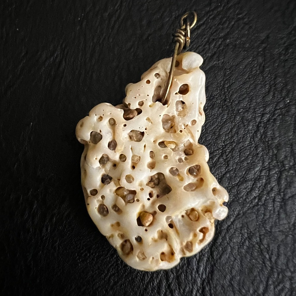 Natural White Coral Fossil Pendant Necklace Charm 1.75in Cottagecore